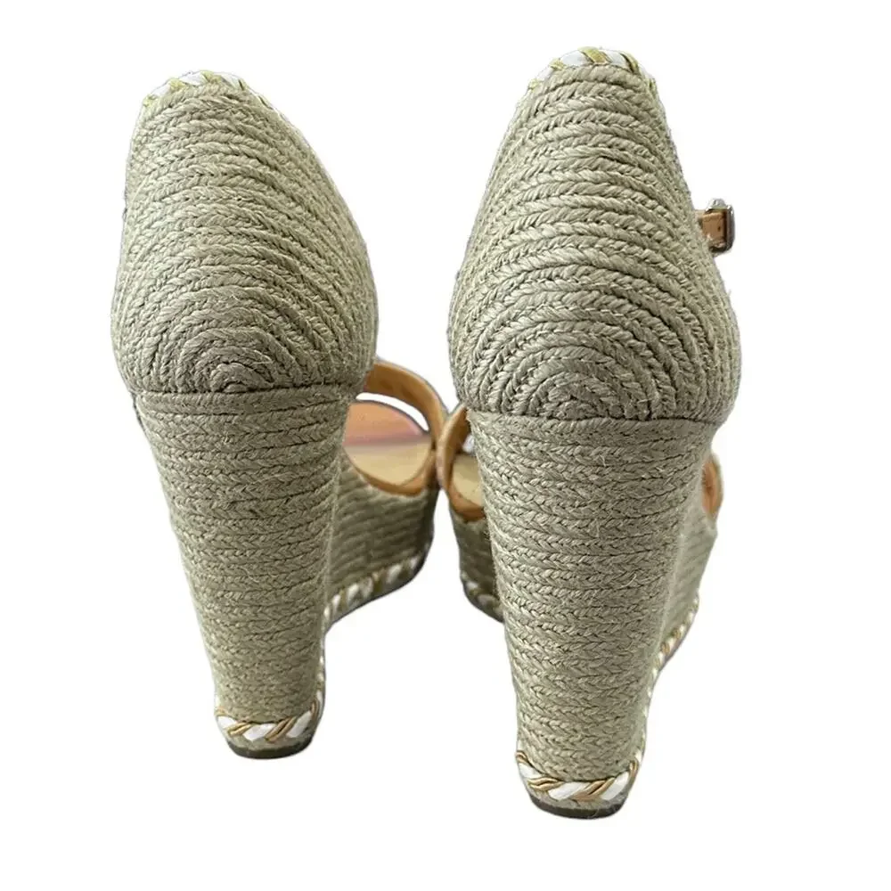 Antonio Melani espadrilles 5” wedges tan‎ white rope ankle strap size 10 - Picture 8 of 10